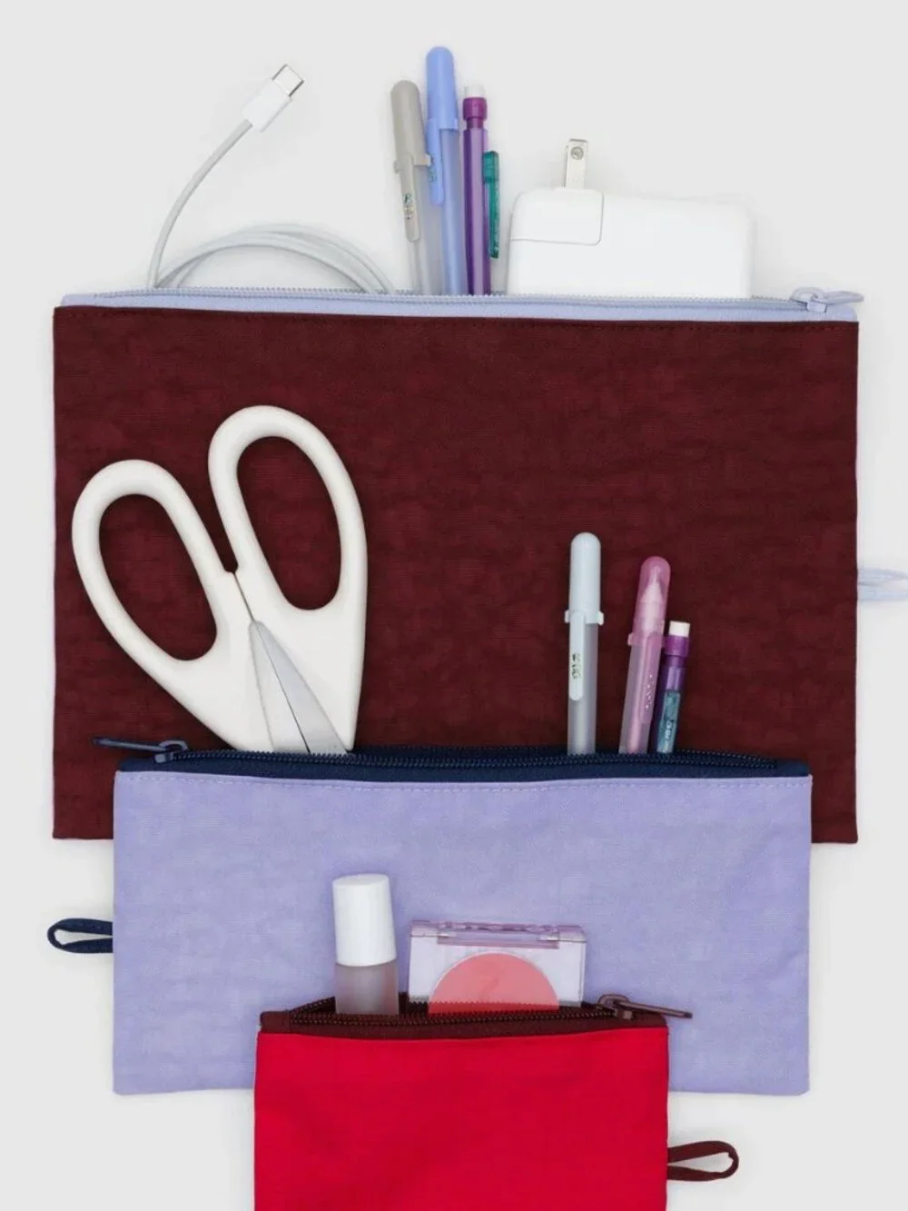 NWOT Baggu Flat Pouch Large - Mahogany & Pink (Kaleidoscope Mix)